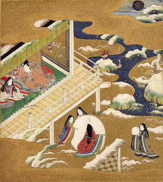 源氏物语的插图（朝尾，蓝铃） Illustration of the Genji Monogatari (Asagao, The Blue Bell)，土佐光起