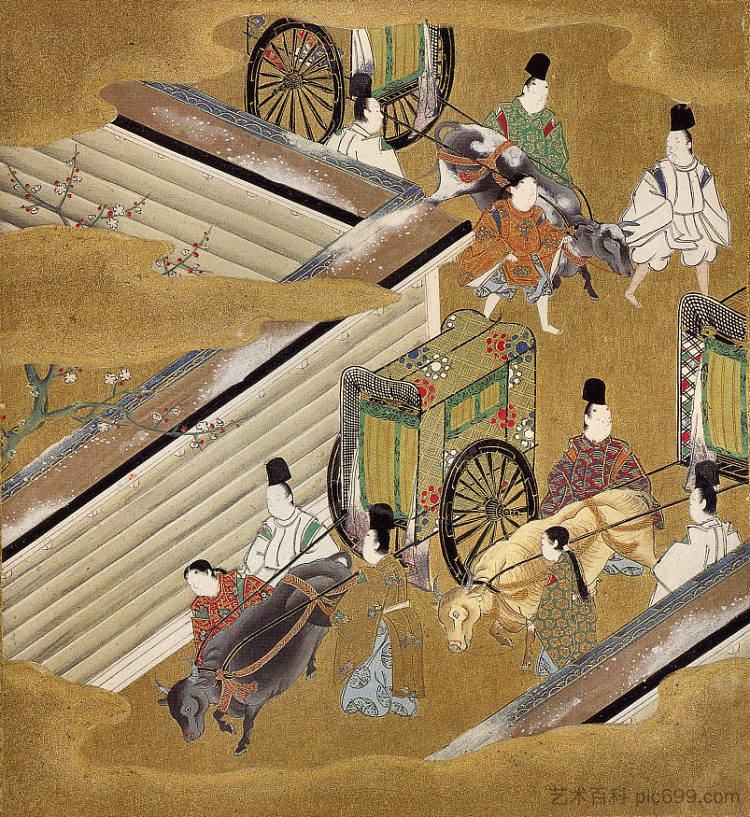 源氏物语（香水王子）的插图 Illustration of the Genji Monogatari (The Perfumed Prince)，土佐光起