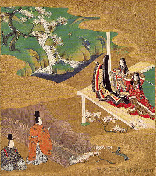 源氏物语（若村崎）的插图 Illustration of the Genji Monogatari (Wakamurasaki)，土佐光起