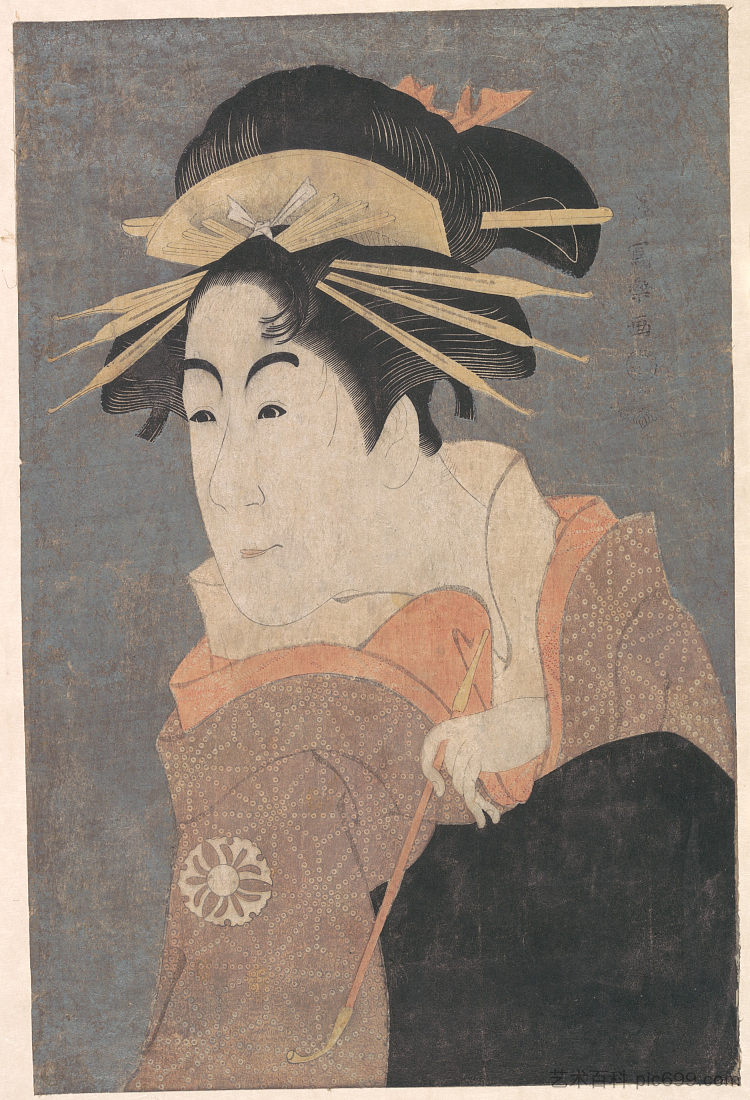 松本米三郎在话剧《片内纪花梨》中饰演克怀坂之翔所 Matsumoto Yonesaburo as Kewaizaka no Shosho in the Play "Katakiuchi Noriyaibanashi" (1794),东洲斋写乐
