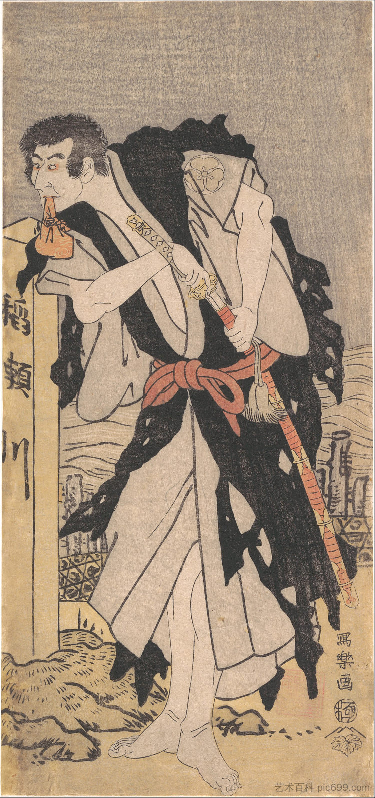 森田勘也八世 饰 川内勘子，伪装成玄海保 Morita Kanya VIII as Kawachi Kanja, Disguised as Genkaibo (1795)，东洲斋写乐