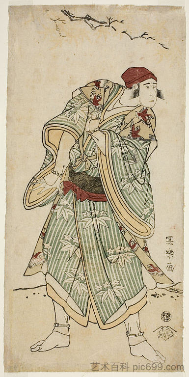 市川八三 饰 卖麻雀的安方，实际上是三方忠三 Ichikawa Yaozō III as the sparrow-seller Yasukata, actually Chūzō Sanekata (1795)，东洲斋写乐