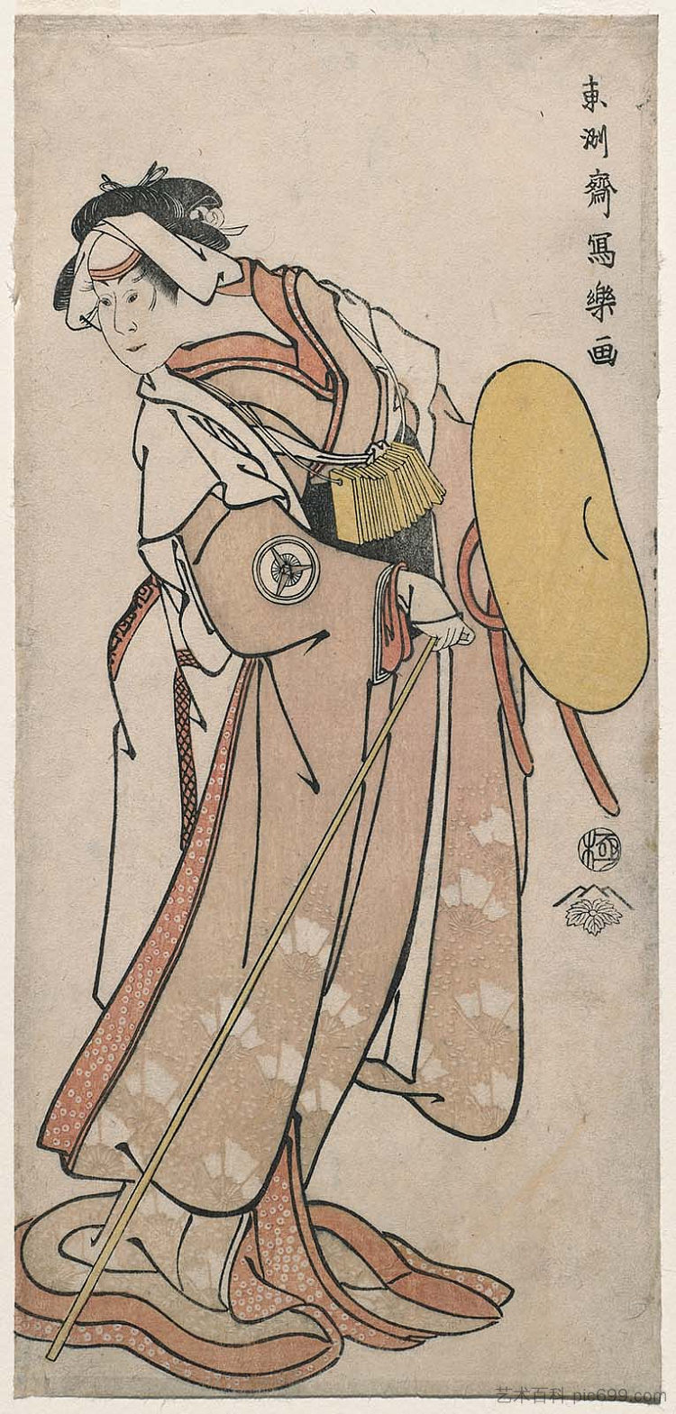 岩井半四郎四世 饰 朝圣者大间,镰仓稻村崎大比奈的女儿 Iwai Hanshirō IV as the pilgrim Otoma, daughter of Ohina from Inamuragasaki in Kamakura (1795),东洲斋写乐
