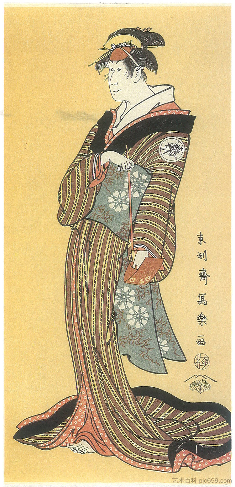 岩井清太郎二世 饰 二宫之女O-Sode Iwai Kiyotarō II as O-Sode, daughter of Futamiya (1795)，东洲斋写乐