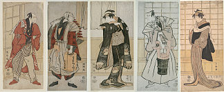 歌舞伎剧《松羽美佐》中的角色 Characters from the Kabuki Play Matsu Ha Misao Onna Kusunoki Niban-me (1794)，东洲斋写乐