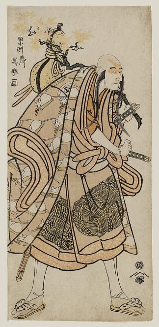 歌舞伎 演员 大江松介一 饰 俗家祭司汤浅真六 Kabuki Actor Onoe Matsusuke I as the Lay Priest Yuasa Magoroku (1794)，东洲斋写乐