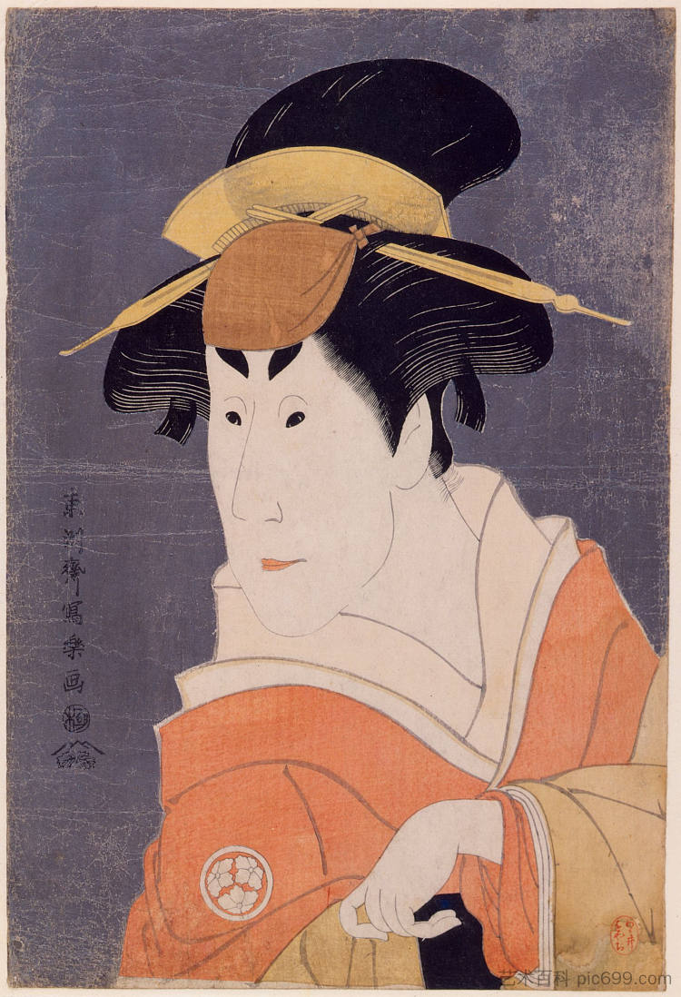 歌舞伎演员大佐川常雄II，可能在一平的妹妹乌山的罗勒 Kabuki Actor Osagawa Tsuneyo II, Possibly in the Rôle of Ippei's Sister Osan (1794)，东洲斋写乐