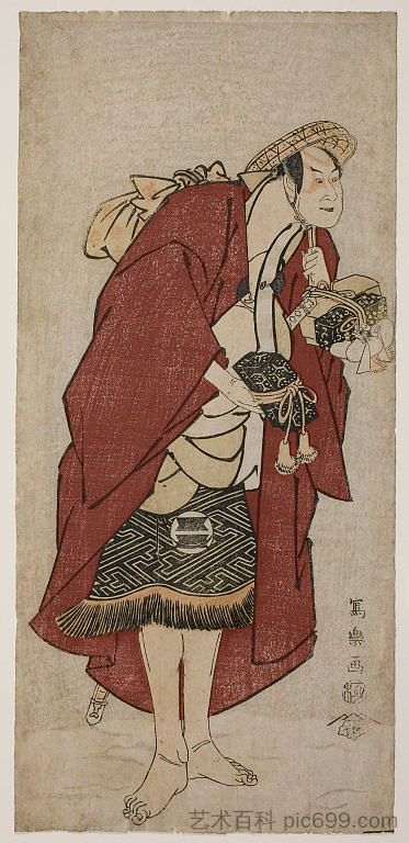坂田半五郎三世 饰 新郎 阿布美栗之岩藏 在郡山,实际上是栗坂太郎 Sakata Hangorō III as the groom Abumizuri no Iwazō in Koriyama, actually Kurisaka Tarō Tomonori (1794),东洲斋写乐