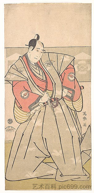 歌舞伎 演员 泽村宗十郎三世 饰 苏加十郎 Kabuki Actor Sawamura Sōjūrō III as Soga Jūrō Sukenari (1794)，东洲斋写乐