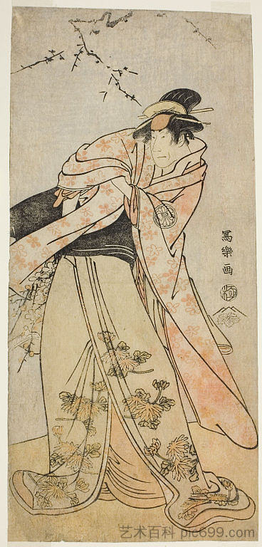 歌舞伎 演员 濑川菊之城三世 饰 宫城久方白白白 Kabuki Actor Segawa Kikunojō III as the Shirabyōshi Hisakata of Miyako Kujō (1794)，东洲斋写乐