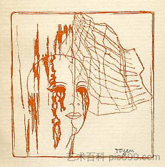 蜘蛛网背后的女孩头 A Girl Head behind Spider Web (1934)，东延