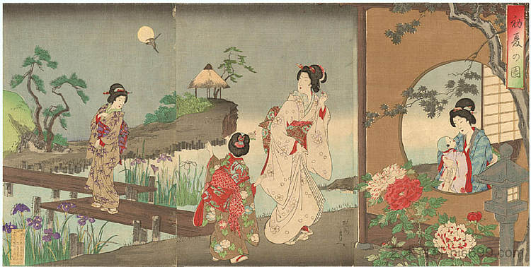 初夏的花园 Garden in Early Summer (1893)，扬洲周延