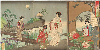 初夏的花园 Garden in Early Summer (1893)，扬洲周延