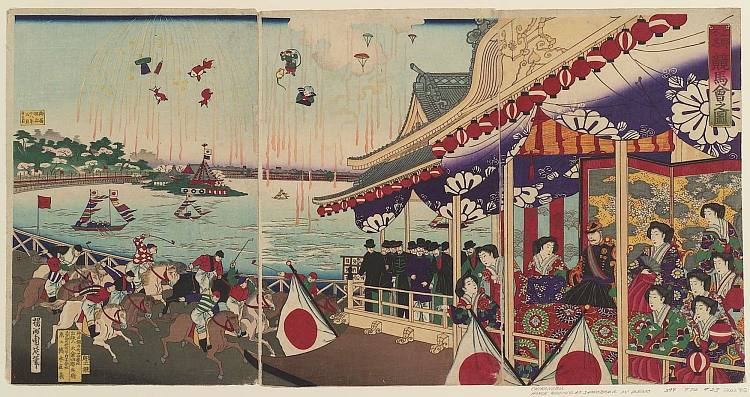 上野忍赛马的插图 Illustration of Horse Racing at Shinobazu in Ueno (1885)，扬洲周延