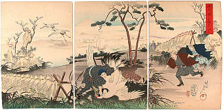 参观起重机狩猎 Visit at the crane hunt (1898)，扬洲周延