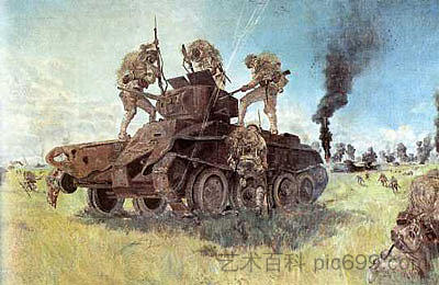 哈哈河畔之战 Battle on the Bank of the Halha (1941)，藤田嗣治