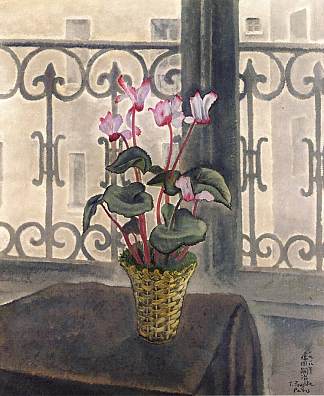 仙客来 Cyclamens (1917)，藤田嗣治