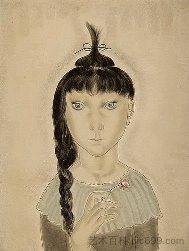 扎辫子的女孩 Girl with Braid，藤田嗣治