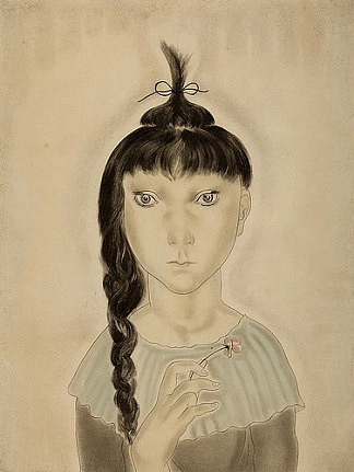 扎辫子的女孩 Girl with Braid，藤田嗣治