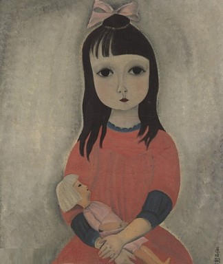 妖娆女孩与洋娃娃 LIttle Girl with Doll (1918)，藤田嗣治