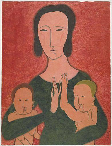 母亲和两个孩子 Mother and Two Children (1917)，藤田嗣治