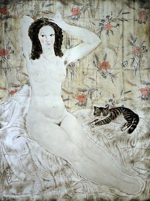 裸体与猫 Nude With a Cat，藤田嗣治