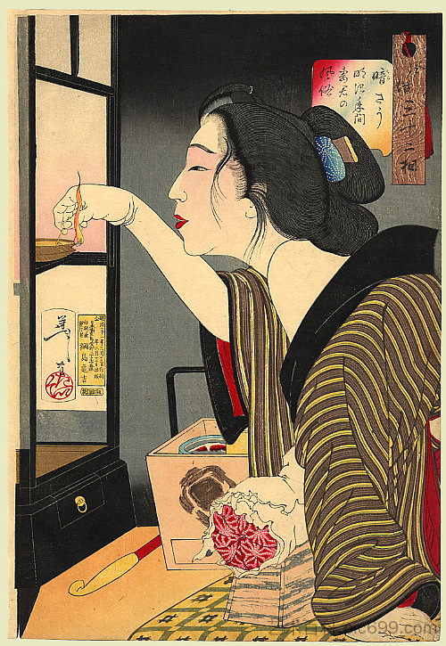 看起来很黑 - 明治时代妻子的模样 Looking dark - The appearance of a wife during the Meiji era (1888)，月冈芳年