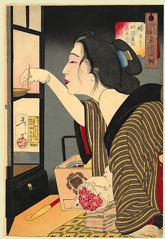 看起来很黑 – 明治时代妻子的模样 Looking dark – The appearance of a wife during the Meiji era (1888)，月冈芳年