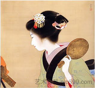 发型（押通法师） Coiffure (Oshidori-mage) (1935)，上村松园