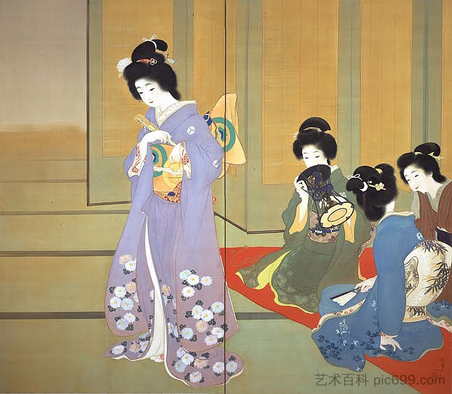 准备跳舞 Preparing for Dance (1914)，上村松园