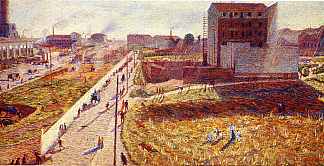 罗马门的工厂 Factories At Porta Romana (1910; Italy                     )，翁贝托·薄邱尼