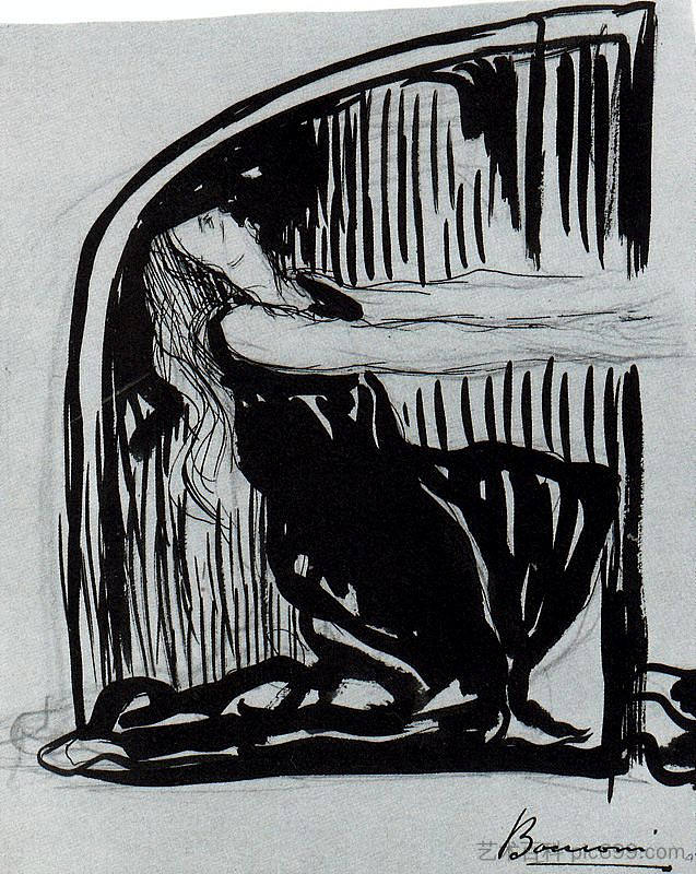 跪着的寓言人物 Kneeling Allegorical Figure，翁贝托·薄邱尼