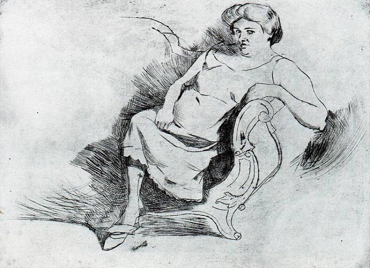 坐着的女人 Seated woman (c.1908; Milan,Italy  )，翁贝托·薄邱尼