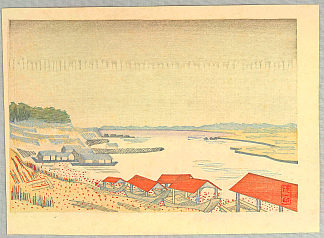 雨中的多摩河 Tama River in Rain (1929)，平冢运一