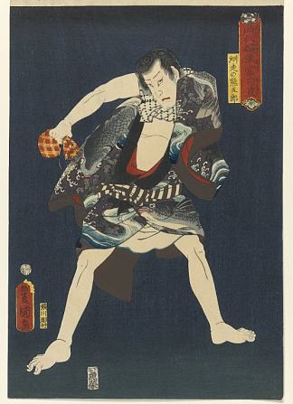 演员 市川讲谈寺IV 饰 须弥里之熊五郎 The Actor Ichikawa Kodanji IV as Subashiri no Kumagoro (1859)，歌川国贞
