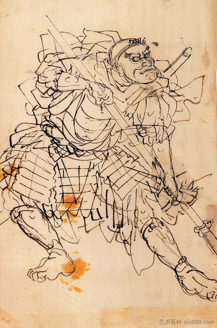 弁庆手持戟 Benkei holdin a halberd，歌川国芳