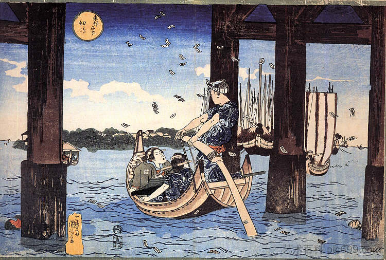 渡船夫 Ferryman，歌川国芳