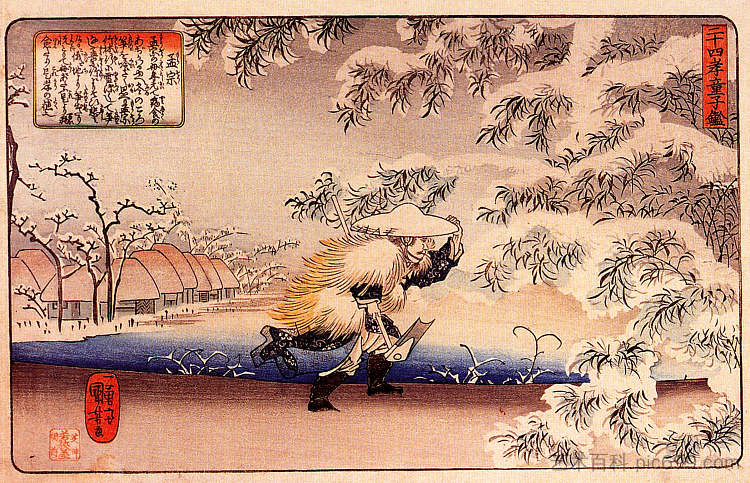 寻找竹笋的毛茛 Moso hunting for bamboo shoots，歌川国芳