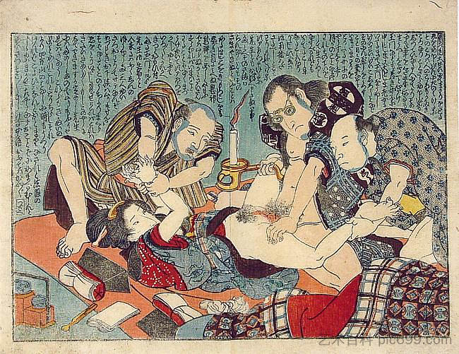 强奸现场 Rape scene，歌川国芳