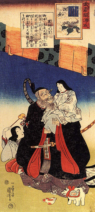 竹内与襁褓中的天皇 Takeuchi and the infant emperor，歌川国芳