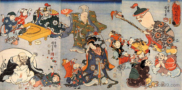 七大好运之神 The seven gods of good fortune，歌川国芳