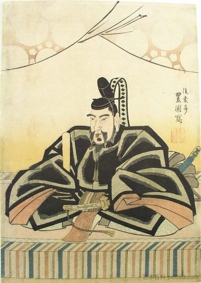 学者菅原道赞 The scholar Sugawara no Michizane (c.1825)，目歌川豊国二代