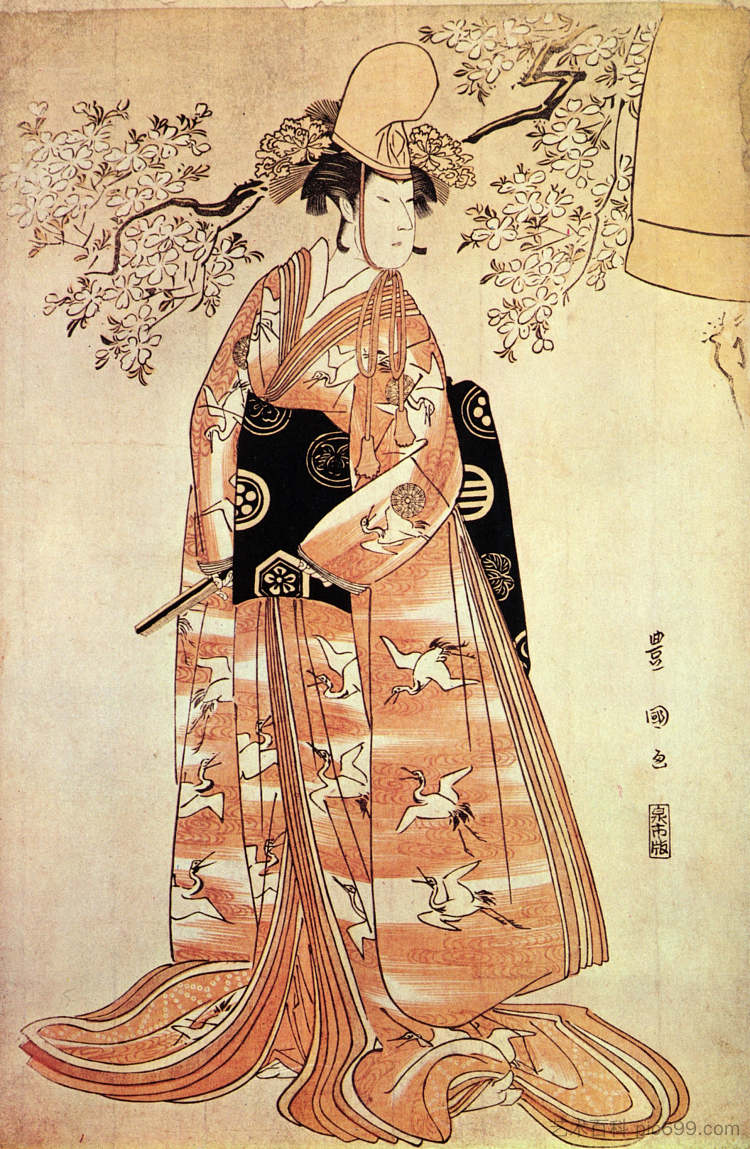 中村信雄二演舞蹈《Dodzedzi》 Nakamura Nosio the second performs the dance "Dodzedzi" (1796; Japan  )，歌川丰国