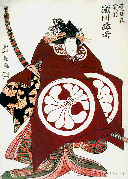 濑川六光 饰 富江御前 Rokō Segawa VI as Tomoe-gozen (1800; Japan  )，歌川丰国