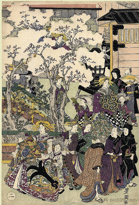 长廊 The Promenade (c.1810; Japan  )，歌川丰国