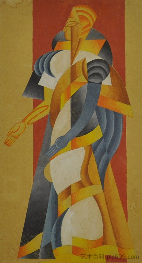 “亚述芭蕾舞团”的男性服装草图 Sketch of the Male Costume for the 'Assyrian Ballet' (1919)，瓦德姆梅勒