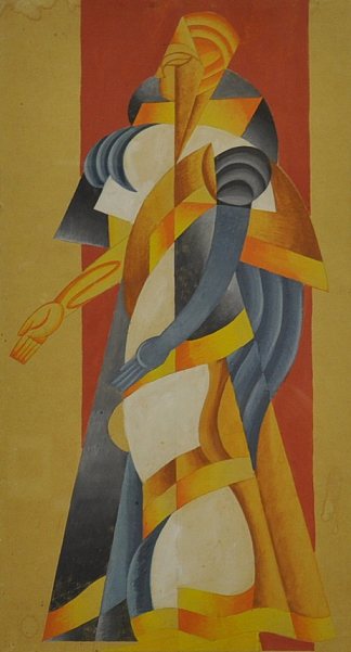 “亚述芭蕾舞团”的男性服装草图 Sketch of the Male Costume for the ‘Assyrian Ballet’ (1919)，瓦德姆梅勒
