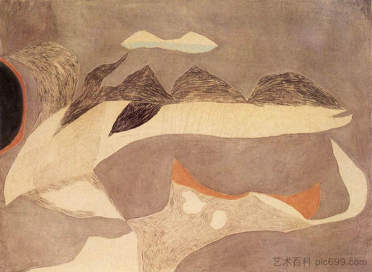 绿色半圆与橙色 Green Semicircle with Orange (1938)，瓦贾达拉霍斯