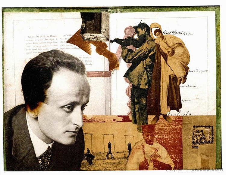 蒙太奇与拉约什·萨博的肖像 Montage with the Portrait of Lajos Szabó (1930)，瓦贾达拉霍斯