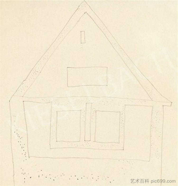 瓦伊达·拉约什·多特之家 310x300 mm，纸本铅笔 Vajda Lajos Dotte House 310x300 Mm, Pencil on Paper，瓦贾达拉霍斯